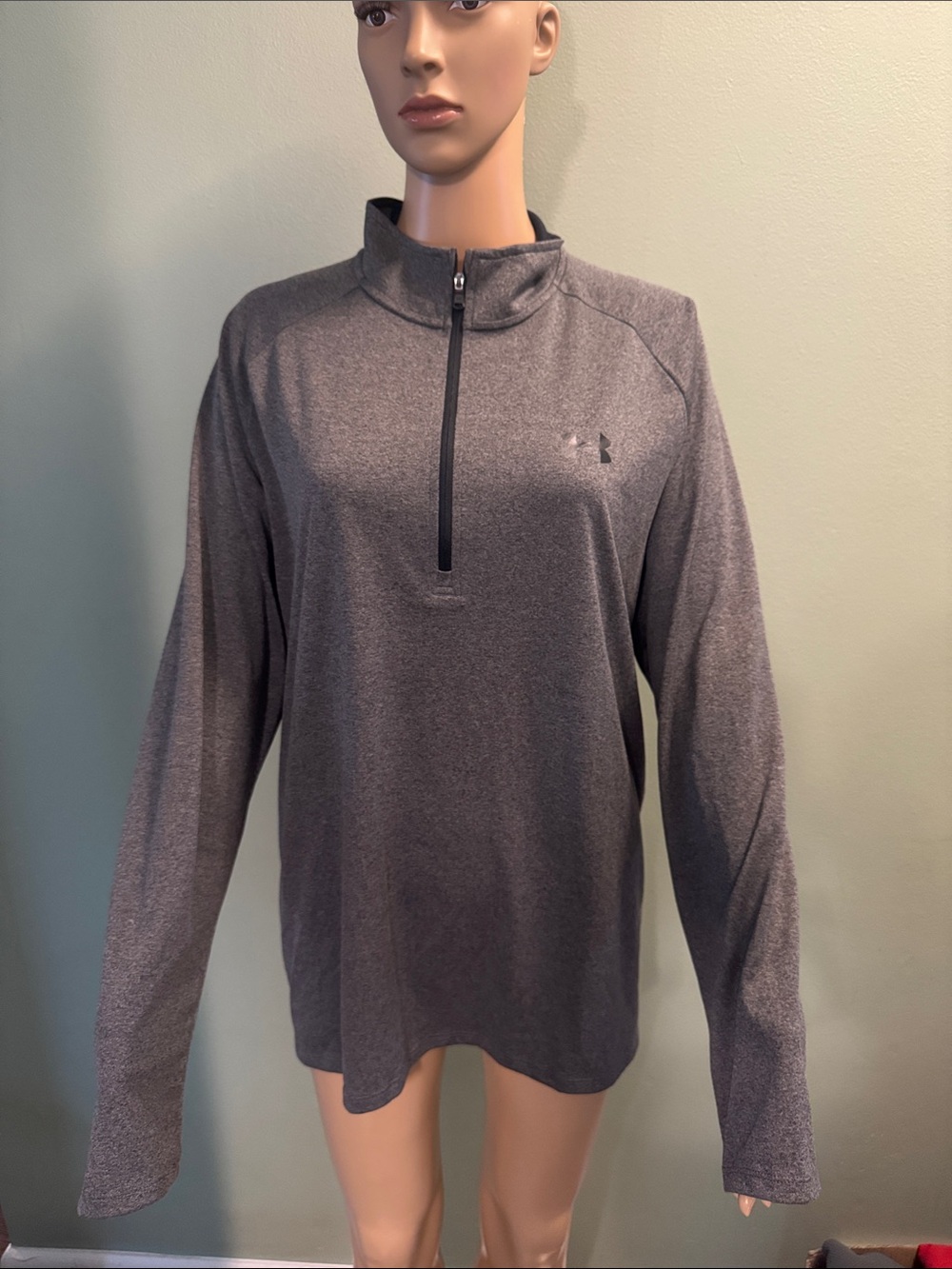 Under Armour Heathered Charcoal 1/4 Zip Performance Top